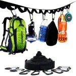 Allecto Plus - Camping Opbergriem Tent Organizer voor Kampeeruitrusting - Opknoping Boomriem - Must Have Camping Gear - Keuken Hangmat Riem - Tent Accessoires - Zwart (4 Draads Klem)