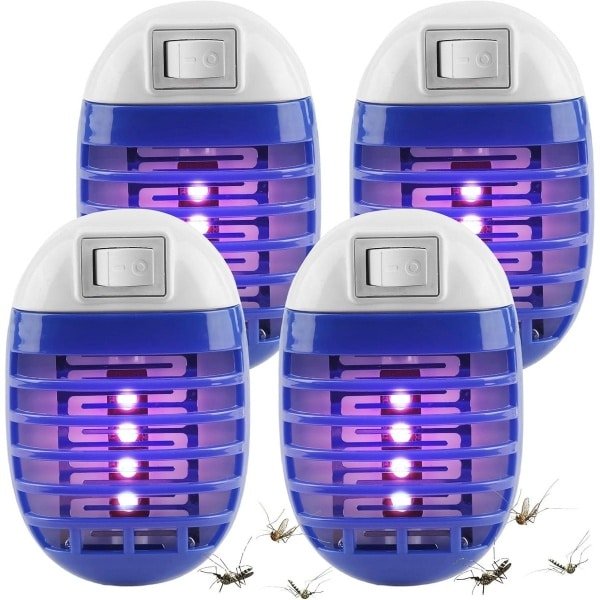 Allecto Plus - Elektrische muggenlamp voor binnen - 4 stuks - Insectenverdelger - Donkerblauw - Slaapkamer, keuken en kantoor - Geen giftige stoffen - Effectieve muggenverdelger