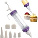 Allecto Plus - Gebakspuit voor decoratie van cake en dessert - banketbakkerij set met 5 sproeiers - snoep en crème decoratie - cupcakes en donuts - keuken accessoire