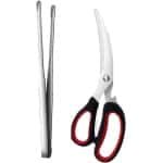 Allecto Plus - Grilltang 2 stuks van roestvrij staal voor barbecue en grillen van vlees - Keukengerei voor BBQ - Koreaanse grill gadgets/schaar