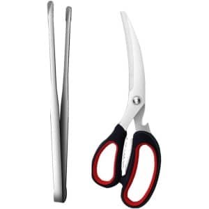 Allecto Plus - Grilltang 2 stuks van roestvrij staal voor barbecue en grillen van vlees - Keukengerei voor BBQ - Koreaanse grill gadgets/schaar