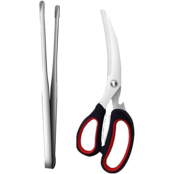 Allecto Plus - Grilltang 2 stuks van roestvrij staal voor barbecue en grillen van vlees - Keukengerei voor BBQ - Koreaanse grill gadgets/schaar