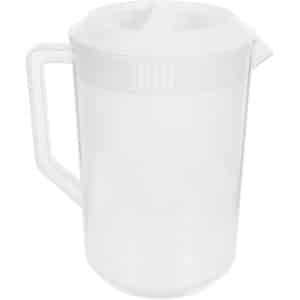 Allecto Plus - Grote Maatbeker met Schaal en Deksel - Hittebestendige Koud Water Kruik - Plastic Sapkruik (5000ml Wit) - Keuken Accessoire