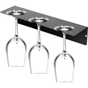 Allecto Plus - Hangende Wijnglashouder zonder Boren voor Keuken en Bar - Grijs Metaal - Wijnglashouder Onder Kast - Restaurant- en Café-Accessoire