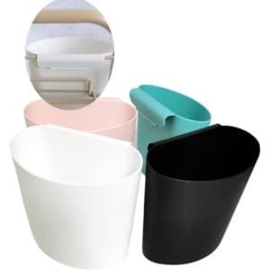 Allecto Plus - Hangende bekerhouder bakken kar accessoires - 4 stuks - zwart/roze/blauw/wit - kantoor keuken muurorganisator