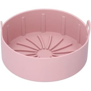 Allecto Plus - Herbruikbare Siliconen Luchtfriteuse Voering met Handvat en Non-stick Coating - Hittebestendig - Vervanging Mand voor Keuken Elektrische Friteuse - 16 cm Roze - Herbruikbare Friteuse Pot - Bakaccessoire