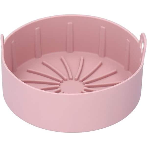 Allecto Plus - Herbruikbare Siliconen Luchtfriteuse Voering met Handvat en Non-stick Coating - Hittebestendig - Vervanging Mand voor Keuken Elektrische Friteuse - 16 cm Roze - Herbruikbare Friteuse Pot - Bakaccessoire