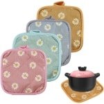 Allecto Plus - Hittebestendige Pannenlappen Set van 4 - Geschikt voor Oven - 17 x 17 cm - Keuken Accessoires