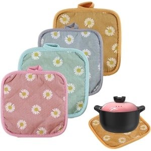 Allecto Plus - Hittebestendige Pannenlappen Set van 4 - Geschikt voor Oven - 17 x 17 cm - Keuken Accessoires
