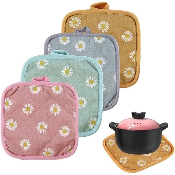 Allecto Plus - Hittebestendige Pannenlappen Set van 4 - Geschikt voor Oven - 17 x 17 cm - Keuken Accessoires