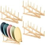 Allecto Plus - Houten bordenstandaard voor bordenhouder - 4 stuks - 30 x 115 x 19 cm - bordenrek voor kom kop snijplank boek - keuken accessoires.