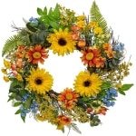Allecto Plus - Kunstmatige Zonnebloemkrans 45cm - Lente Zomer Bloemenkrans voor Thuisdeco - Boeren Deurboog Keuken Accessoire