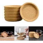 Allecto Plus - Kurkonderzetters 6 stuks voor glazen - Houten dikke ronde onderzetters - Thuis en kantoor - Restaurant en bar - Keuken accessoires