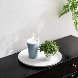 Allecto Plus - Metalen Decoratief Kaarsenplateau - Ronde Kaarsplaat - Witte Kaarshouder - Modern Dienblad - Woonkamer Decoratie - Keuken Accessoire buitenshuis - 80 characters
