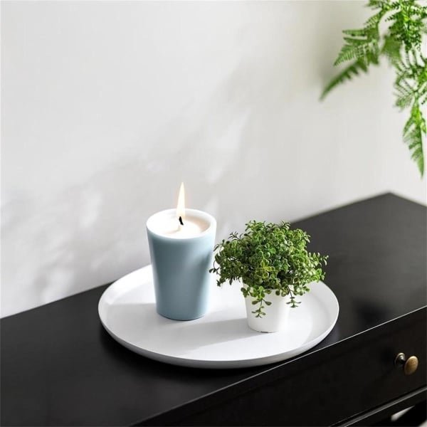 Allecto Plus - Metalen Decoratief Kaarsenplateau - Ronde Kaarsplaat - Witte Kaarshouder - Modern Dienblad - Woonkamer Decoratie - Keuken Accessoire buitenshuis - 80 characters