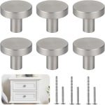 Allecto Plus - Meubelknoppen Set van 6 Stuks in Zilverkleur voor Keuken- en Commodekasten, Lades en Deuren - Bureau-accessoires met Kastknoppen.