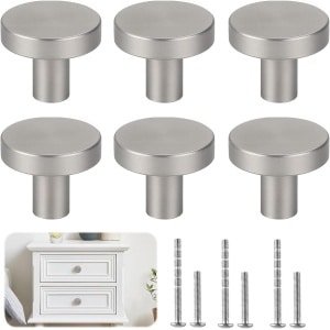 Allecto Plus - Meubelknoppen Set van 6 Stuks in Zilverkleur voor Keuken- en Commodekasten, Lades en Deuren - Bureau-accessoires met Kastknoppen.