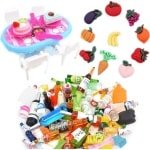 Allecto Plus - Miniature Keuken Accessoires Set: 32 Stuks - Poppenhuis Decoratie met Fruit, Groenten, Wijnflessen en Taartjes