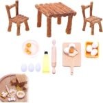 Allecto Plus - Miniatuur Tafel en Keuken Kabouters Accessoires Set - 15 Stuks - Poppenhuis Accessoires - Schattige Wichterdeurdecoratie - 1/12 Schaal-model - Leuke Keuken Miniatuur-items