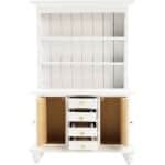 Allecto Plus - Poppenhuis kast 1:12 simulatie | Meubels poppenhuis | 3 lagen vitrinekast | Houten poppenhuis meubels | Wit | Accessoires en boekenkast | Buffet en keuken dressoir.