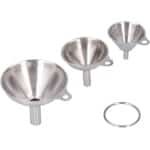 Allecto Plus - Roestvrijstalen Mini Keuken Trechter Set voor Olie, Azijn en Kruiden - 3 Stuks - Huishoudelijke Accessoires