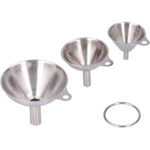 Allecto Plus - Roestvrijstalen Mini Keuken Trechter Set voor Olie, Azijn en Kruiden - 3 Stuks - Huishoudelijke Accessoires
