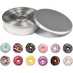 Allecto Plus - Rvs Ronde Cookie Cutter Donut Scone Cutter Set - Bakken Metalen Ring Mallen voor Deeg Fondant - 12 stuks - Keuken accessoires met Ringvormen - Bakbenodigdheden