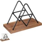 Allecto Plus - Servethouder Metaal Hout RVS Driehoekig - Keuken en Eettafel Accessoire