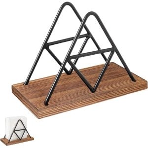 Allecto Plus - Servethouder Metaal Hout RVS Driehoekig - Keuken en Eettafel Accessoire