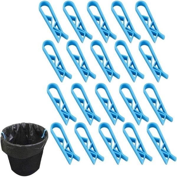 Allecto Plus: Set van 20 kunststof klem houders voor keuken afvalemmer en schoudertas - stevige clip - willekeurige kleur - handige accessoires