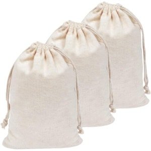 Allecto Plus - Set van 3 herbruikbare linnen broodzakken voor vers brood opslag - 30 x 415 cm - Duurzame zak voor het bewaren van vers brood - Keuken accessoire met rits