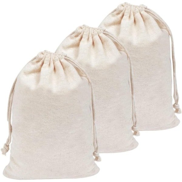 Allecto Plus - Set van 3 herbruikbare linnen broodzakken voor vers brood opslag - 30 x 415 cm - Duurzame zak voor het bewaren van vers brood - Keuken accessoire met rits
