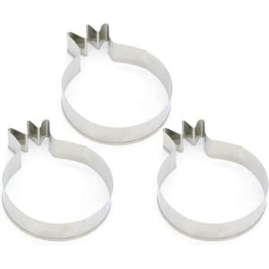 Allecto Plus - Set van 3 koekjesvormen roestvrij staal - Granaatappel vorm - DIY chocolade bakvorm - Cake bakvorm - Dessert uitstekers - Keuken accessoires