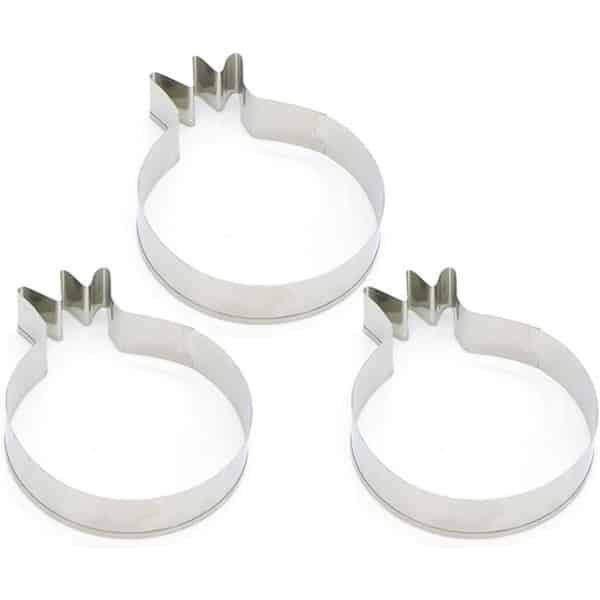 Allecto Plus - Set van 3 koekjesvormen roestvrij staal - Granaatappel vorm - DIY chocolade bakvorm - Cake bakvorm - Dessert uitstekers - Keuken accessoires