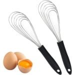 Allecto Plus - Sneeuwgarde set 2 stuks zwart silicone roestvrij staal 277 cm - voor mengen roeren deeg eieren opschuimen kloppen - woonkamer eetkamer keuken accessoires - handmixer - keukengerei met lange steel