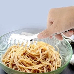 Allecto Plus - Spaghetti Tongs van Roestvrij Staal voor de Keuken - Pasta Tangen in Kamvormige Clip - Handige Spaghetticlip en Pasta Tang - Keukengerei Accessoire met Searchwoord en Searchwoord