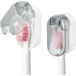 Allecto Plus - Tandenborstelhouders 2 stuks - stofdicht - wandmontage - zelfklevend - elektrische tandenborstelhouder - badkamer keuken - lichtgrijs - hygiënisch - praktisch