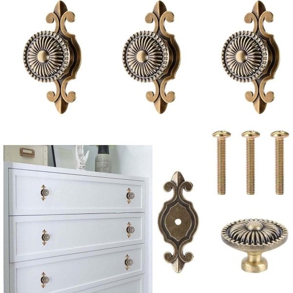 Allecto Plus - Vintage kastgrepen 3 stuks - meubelknoppen en kastknoppen - inclusief 25 mm schroeven - ladegrepen voor kasten - retro design voor deur, keuken en meubels - kledingkast accessoires - stevig materiaal