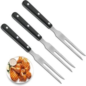 Allecto Plus - Vleesvorken Roestvrij Staal 26.5 cm - Set van 3 stuks - BBQ en Keuken Accessoire - Professionele Trancheervorken en Grillvorken voor Vlees - Serveervorken voor Diner - Multifunctioneel en Duurzaam met Handvat