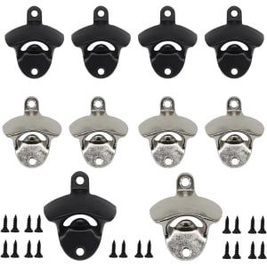 Allecto Plus - Wandflesopener Set van 10 Stuks in Wit en Zwart - Vintage Flesopener voor Keuken en Bar - Ideale Accessoire voor Feestjes