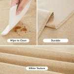 Allecto Plus - Waterafstotend Tafelkleed Lotus Effect voor Woonkamer en Keuken - Robuust en Stijlvol Tafellinnen - Tafelbeschermer 140×200 CM - Khaki - Eetkamer Accessoire met Waterafstotende Eigenschappen