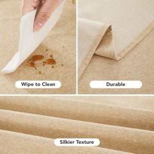 Allecto Plus - Waterafstotend Tafelkleed Lotus Effect voor Woonkamer en Keuken - Robuust en Stijlvol Tafellinnen - Tafelbeschermer 140×200 CM - Khaki - Eetkamer Accessoire met Waterafstotende Eigenschappen