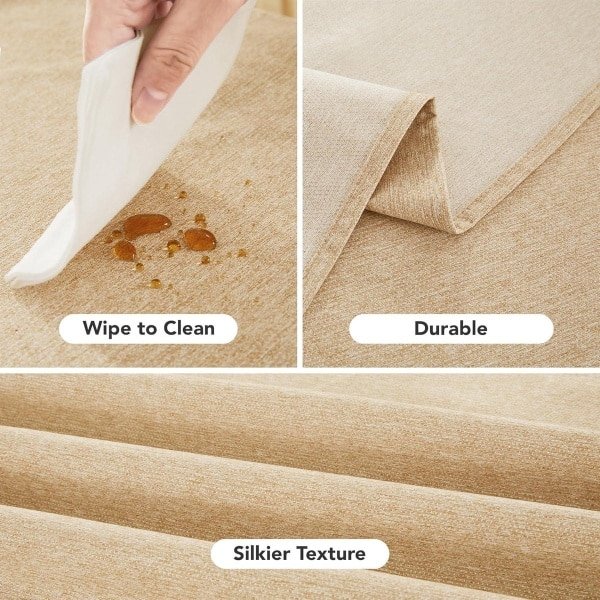 Allecto Plus - Waterafstotend Tafelkleed Lotus Effect voor Woonkamer en Keuken - Robuust en Stijlvol Tafellinnen - Tafelbeschermer 140×200 CM - Khaki - Eetkamer Accessoire met Waterafstotende Eigenschappen
