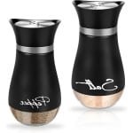 Allecto Plus - Zout- en peperstrooierset van 120 ml met glazen bodem en roestvrijstalen deksel - Kruidendispenser voor keuken thuis restaurant - Eettafel accessoires - 2 stuks zwart