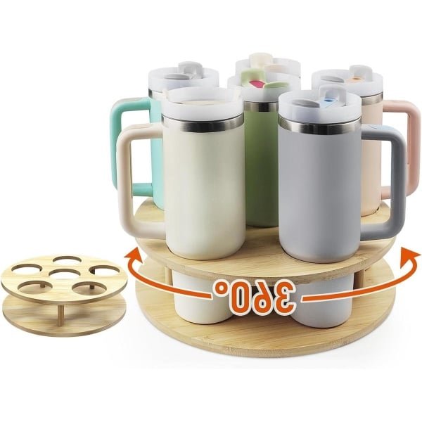 Draaibare bekerhouder voor grote bekers - 360° roterende organizer voor koffie en water - keuken- en kastorganizer - bekerhouder voor werkblad - bekerhouder accessoires
