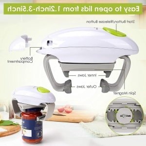 Elektrische Jar Opener - Sterke Automatische Keuken Gadget voor Nieuwe Verzegelde Potten - Wit potten opener