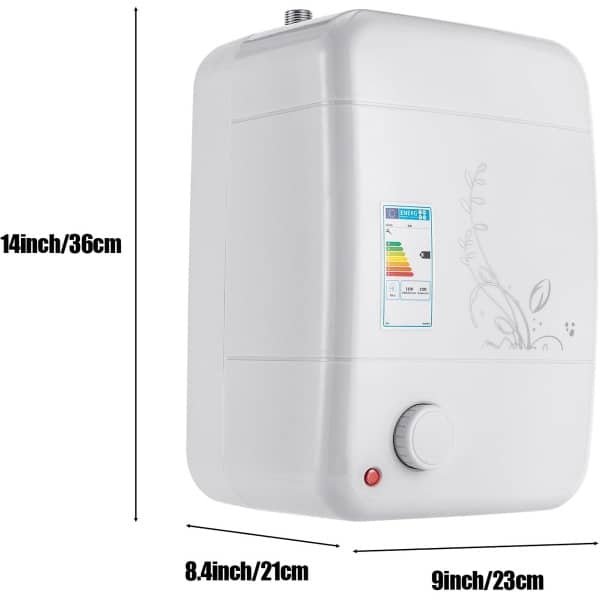 Elektrische doorstroomboiler, 220 V, mini-boiler, onder de gootsteen, energiebesparend, 3 seconden snelle warmte, tank, watertemperatuur van 30 tot 75 °C, 1500 W, 8 l, voor keuken, badkamer (kwart)