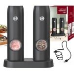 Elektrische pepermolen - USB-oplaadbaar - zout en peper set - keramische maalsysteem - instelbare grofheid - automatische molen voor thuis keuken.