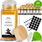 Feed The Future - 24 kruidenpotjes van 120 ml - Bamboe - Voorbedrukte en blanco stickers - Keuken accessoires - Trechter - Stift - Kruidenstrooier - Kruiden - Potjes met deksel - Voorraadpotjes