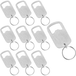 Flesopener sleutelhanger set van 10 - roestvrijstalen bieropener voor keuken en bar - herencadeau met sleutelhanger - café en restaurant accessoire